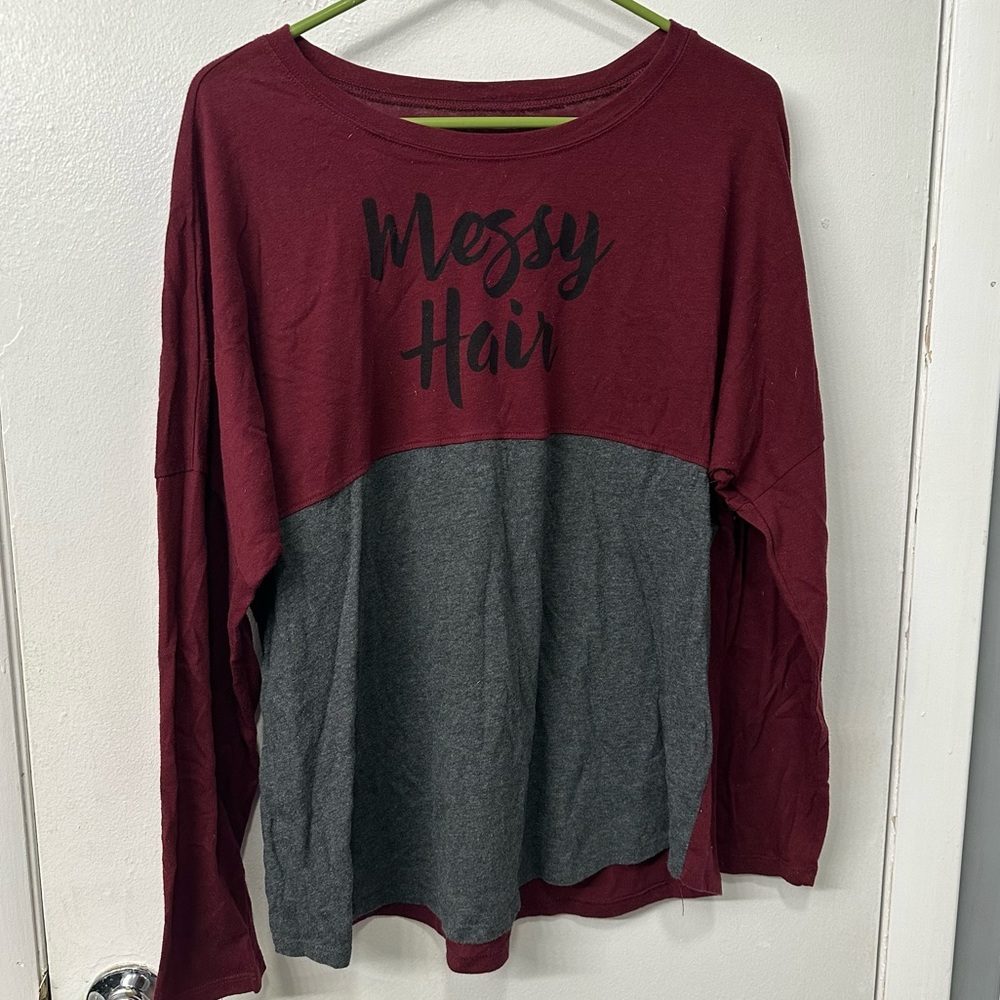 ‼️Color block Messy Hair Don’t Care Shirt